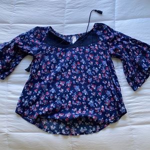 Red white and blue blouse